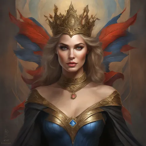 a painting of a supergirl adorned with a Krypton headdress and a black supergirl uniform, Mucha Klimt et Tom Bagshaw, WLOP complexe, exquisite digital illustration, Bel art UHD 8 K, 8k highly detailed digital art, stunning digital illustration, karol bak u...