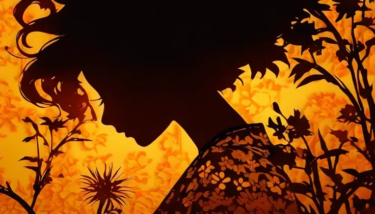 (Silhouette Art,cutouts:1.6)
(((Paper cutting art,A world where only black exists:1.3)

(Cowboy Shot),1 girl,Solo,
(Kimono Girl,profile:1.2),white, Clear and beautiful face,

BREAK
(yellow sunflowers)
Textured glass background,