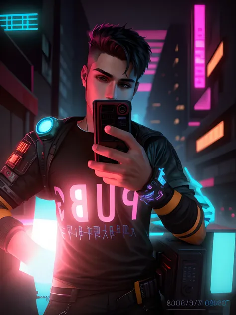 8k ultra-realistic cyberpunk background with a handsome boy