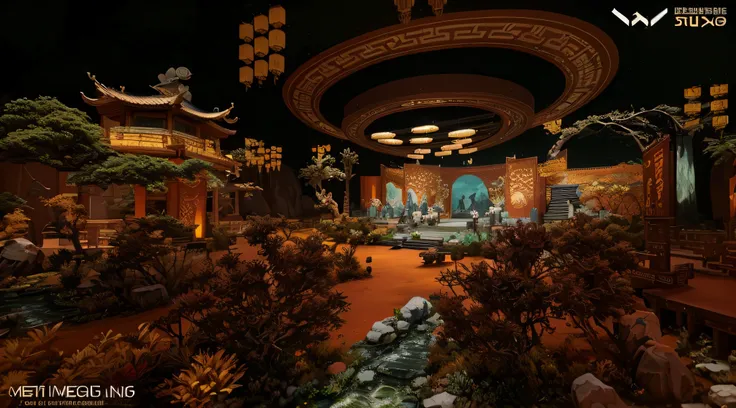 Stage view with stage set and stage view with stage sue, Beautiful rendering of the Tang Dynasty, detailed unreal engine 5 render, Unreal Engine 5 environment, intricate highly detailed 8 k, render in unreal engine 5, Intricate details 8 K, unreal engine 5...