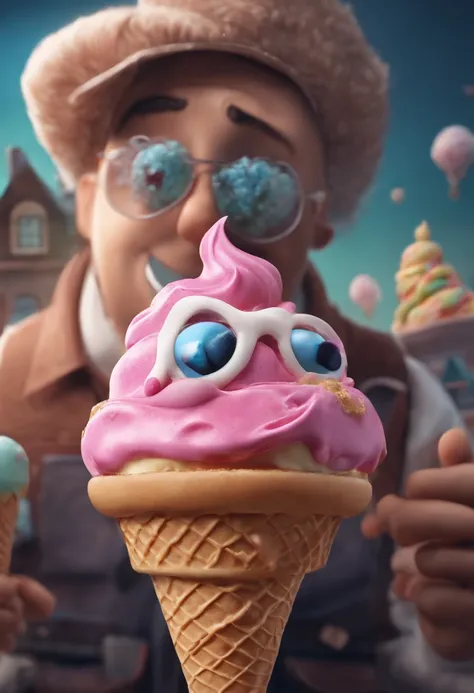 Anthropomorphic ice cream，Adventures，Masterpiece, ultraclear, extreme hight detail