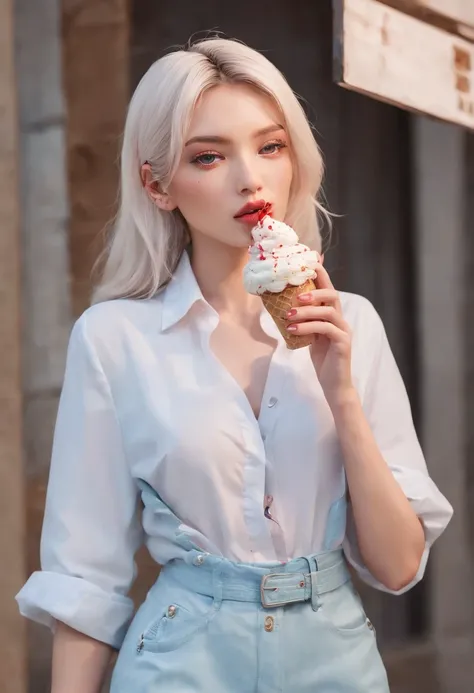 A supermodel who loves ice cream，Fashionab，Adventures，Manhwa Style，Storyboard，Masterpiece, ultraclear, extreme hight detail