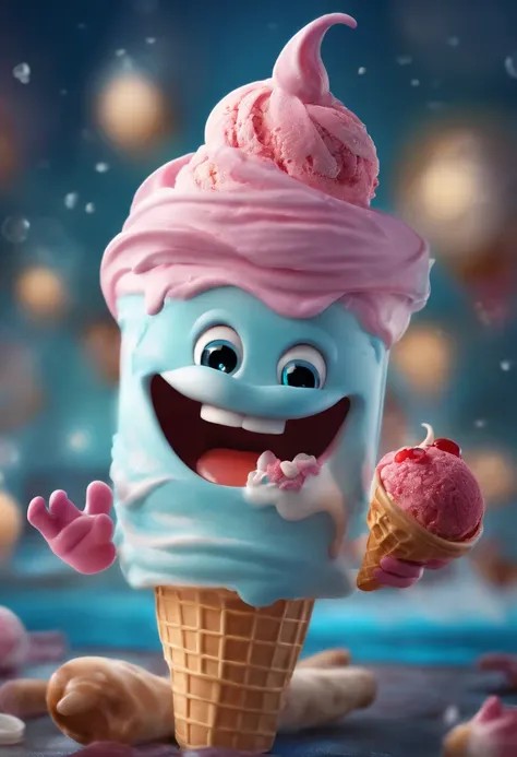 Anthropomorphic ice cream，Adventures，Masterpiece, ultraclear, extreme hight detail