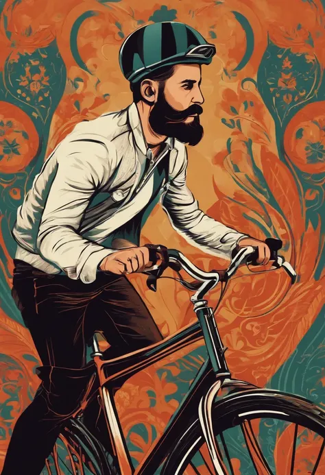 Crea el logotipo de un hombre hipster montado en una bicicleta fixie