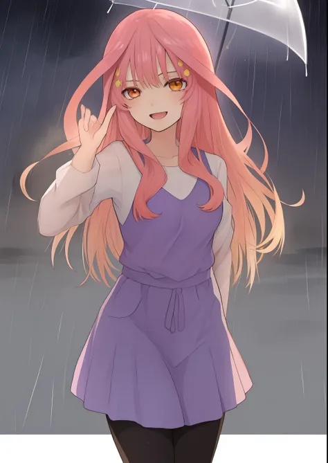 Una imagen de dibujos animados de un hombre y una mujer bajo la lluvia, anime, Estiló anime,inspirado por Naka Bokunen, with index finger, Escaneos de manga, en estilo manga, Animando, pose(brazos ARRIBA + feliz), manga page