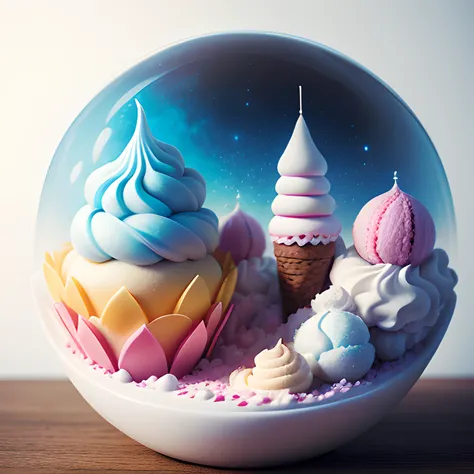 ice-cream fantasy, a world made by ice-cream, best quality, masterpiece, super detail, award winning