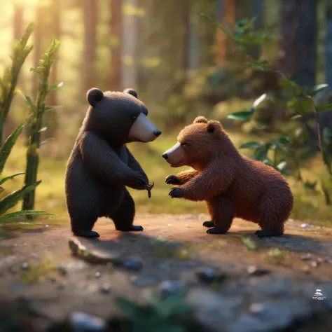 One bear and one ant met in the forest。
bears are large and fluffy fur,。
The ant had a small, black body glowing。
At first, they looked at each other、It was in tension。