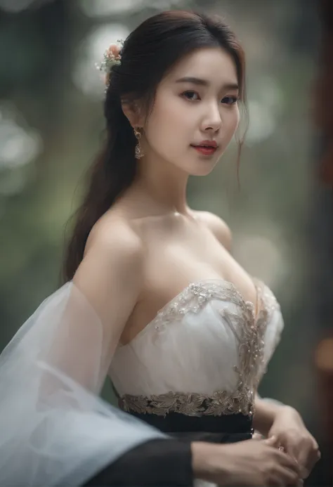 Chinese girl 21 years old girl White skin Chest close-up realistic 8K AR focus on chest sheer skirt naked