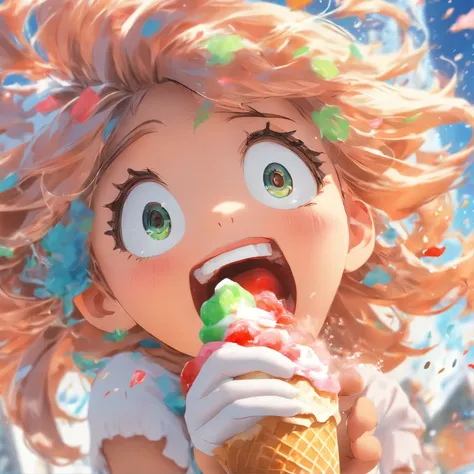 line stamp, sticker, icon, flat , water color, anime girl eating icecream, happy, --niji 5 --style cute,BREAK (extremely detailed CG unity 8k portrait),(highly detailed fingers),(Masterpiece: 1.3),(ultra detailed face),(Exquisite Detail: 1.2),highly detail...