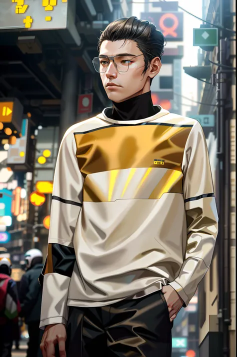 (masterpiece, full-body shot, intrincate raw photography)cyberpunk citizen in samurai pineapple pattern oversize hoodie, anime, rocketeer, daftpunk style helmet, neon light details, intrincate, futuristic,sharp, accurate focus, random pose, cyberpunk city,...