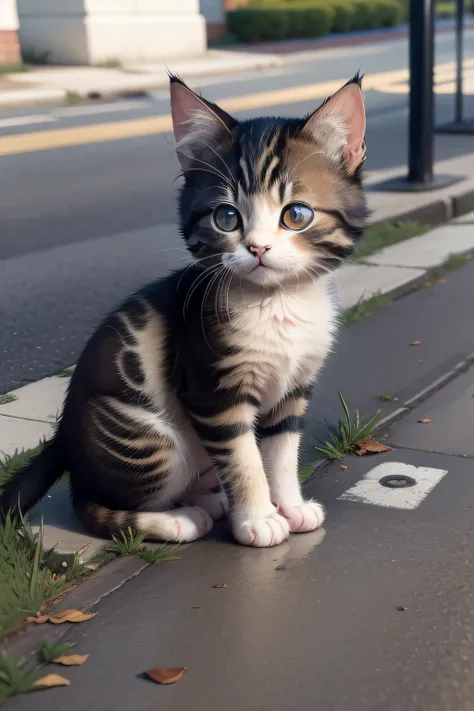 Abandoned kitten on the sidewalk