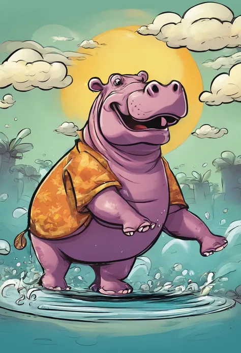 This image captures a playful representation of a cartoon hippo.