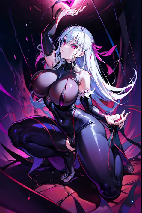 Black full body suit　huge tit　Big ass　seductiv　a smile　Obscene lines　Whip thighs　Morrigan Aensland　A queen　Playing with feet