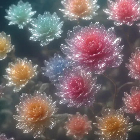 Flower, shiny, rain, sparkles, 10k hd, love,  light, hyper realistic, colorful, ethereal, other worldly, unique, glowing flower, sparkling, hyper 3d, sparkling flower, crystal, planet, flower mutated, gorgeous