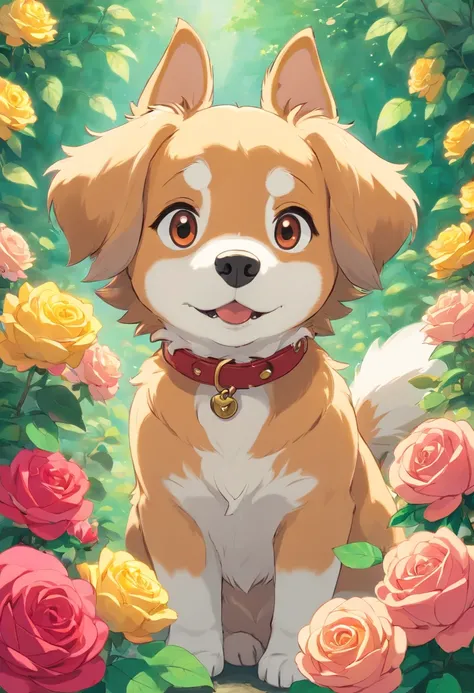 Dog character、
host、
Yuru Chara、
cute little、
roses、
kirakira、
a Dog、
Deformed、
simplicity、
Anime style、