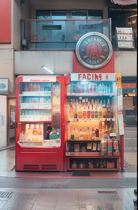 a girl buying a drink on front of the finding machine