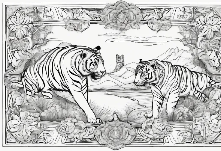 prompt coloring page for adults, mandala tigers, image (different kinds of tigers, white background, clean line art, fine dark line art--HDS--Ar 2:3- upscaled (beta) by @Probark (fast)