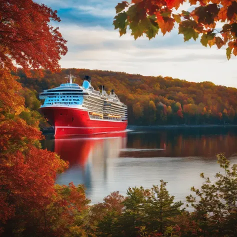 cruise ship sailing beside quebec castle