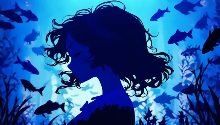 (Silhouette Art,cutouts:1.6)
(((Paper cutting art,A world where only black exists:1.3)

(Cowboy Shot),1 girl,Solo,
(Kimono Girl,profile:1.2),white, Clear and beautiful face,

BREAK
(Aquarium where a lot of blue fish swim)
Textured glass background,