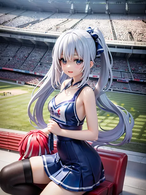 （Lewd cheerleader:1.3）、(Cheering seats in the stadium:1.5)、(tiny chest:1.1)、extremely delicate and beautiful,visual impact, grow,The ultra -The high-definition, Raw photography, top-quality, hight resolution, (​masterpiece), (Photorealsitic:1.4), Anime Cos...