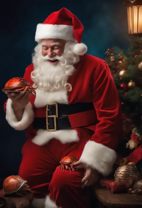 Laughing Santa Claus and depressed crab