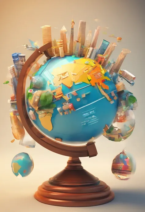 An illustration of a globe with investment icons in different parts of the world.