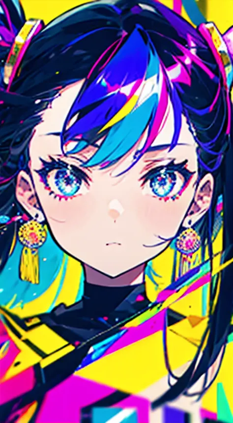 (theme: vibrant and abstract), 1 girl, beautiful face