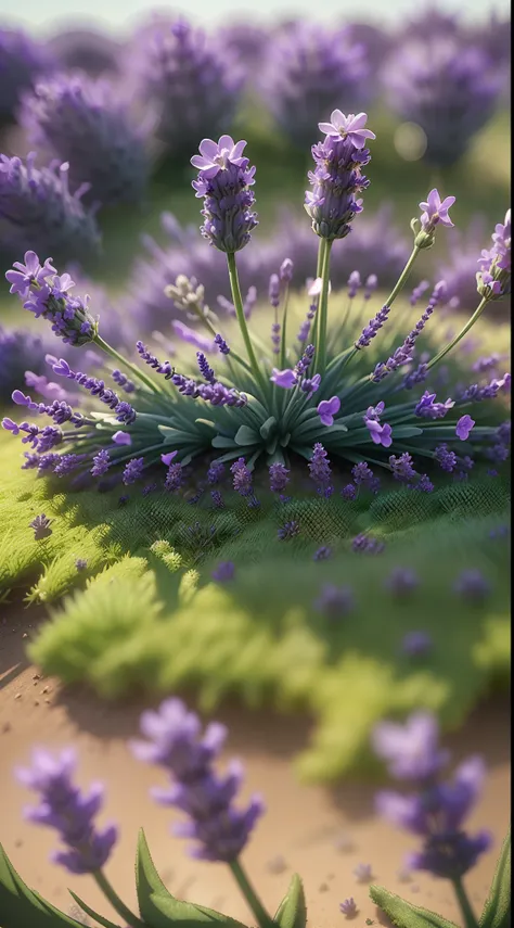 Lavender flovers, Lavender fields, macro, blurred background, Masterpiece, octane render, unreal engine, no add human