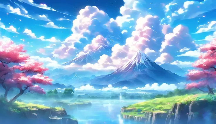 ((anime landscape wallpapers: 1.2, Width 672, Beautiful Art UHD 4K: 0.8), (Anime country landscape, Anime Nature, anime big breast), Anime Cloud, landscape artwork, epic landscapes), (Anime style art style, Detailed landscape, Beautiful fluffy clouds: 1.2,...