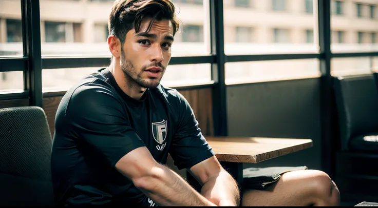 Man soccer Player being interviewed, in Botafogo