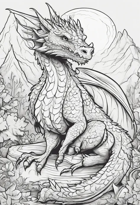 /imagine prompt: cute dragon illustration for a sticker with a black background, in bold outline style, jagged edges, trashcore, light shading --v 5.2