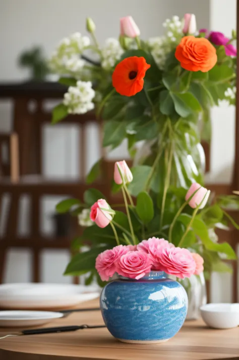 flower vessel on the table, ultra realistic