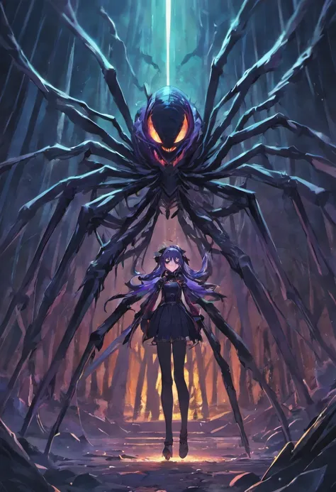 Dark big spider , underdark,night florest, fantasy 4k