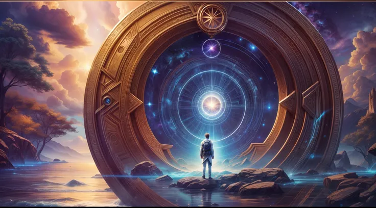 as he traveled back in his past, someone meets him in a chronos portal, river, galaxy, prodigal son, unknown path