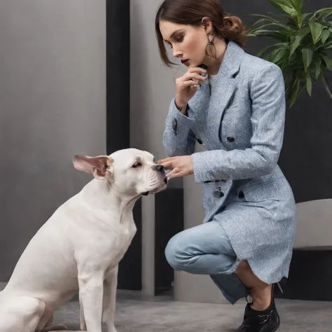 Human talking to a dog