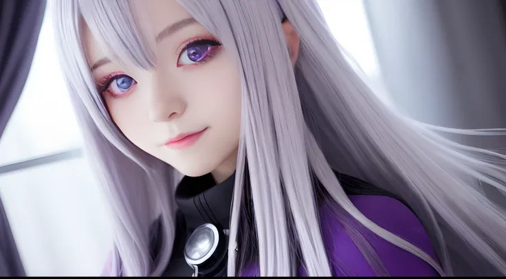 masutepiece, Best Quality, 1girl in, elaina_(nice_No_tabitabi), Silver hair, Purple eyes, Long hair,