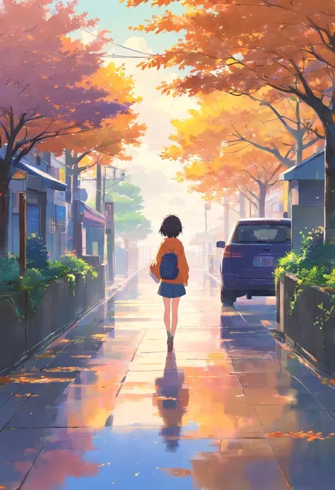 Festival de Halloween, Obra maestra de alta calidad ，Paisaje，Anime， Cielo estrellado brillante。，Pisif，Concepto-Arte，Estilo de arte lofi，Reflectores。 por Makoto Shinkai, Arte Lofi, Hermosas escenas de anime, Paisajes de anime, detailed scenery —width 672, A...