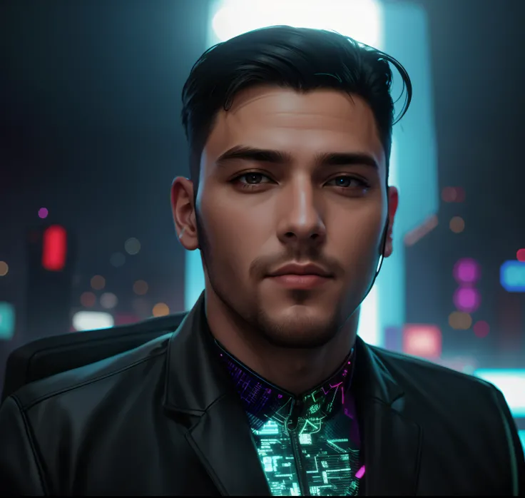 Handsome guy side face, cyberpunk, neon, 8k --4v