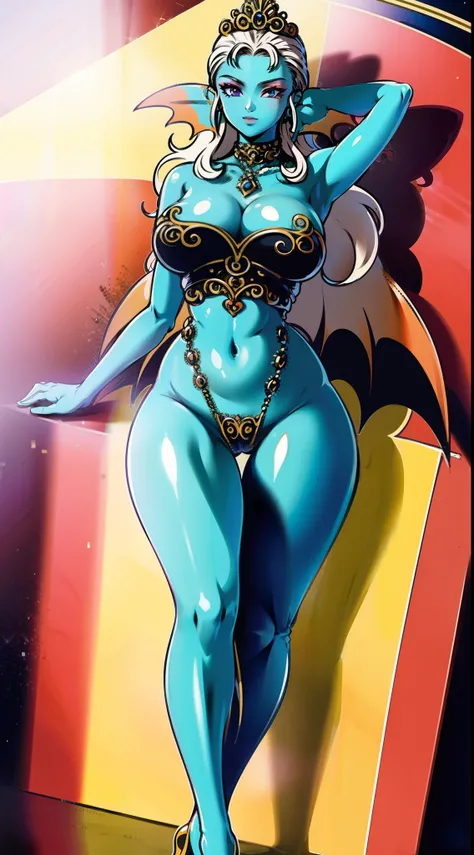 8K,High quality,Anime,married woman,Beautiful,clean,Bright,highlight in eyes,Sexy,ultra gigantic tits,oversized tits,Erotic,Well drawn,,beautiful line art. Blue skin, well-drawn ears, Blue and orange gradient fins, Blue , Blue , Painted from head to waist,...