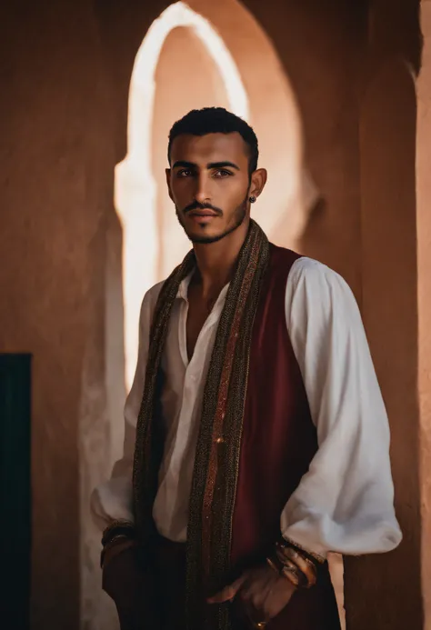 world press photo winner, (award-winning photography:1.3), (modern Moroccan man, beautiful face, 23-years old guy, Moroccan skin tone, typical Moroccan male features:1.4), clear asymmetrical eyes, (very sharp photo:1.1), (8k, RAW photo, best quality:1.3), ...