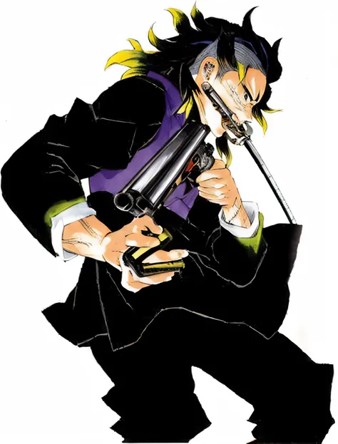 a cartoon image of a man with a gun in his hand, Parte Brando, !! Takeshi Amano!!, Coringa se parece com Naruto, como bebop, Estilo Tsutomu Nihei, Gatilho Estilo de Arte de Anime, Leiji Matsumoto, Katekyo Hitman Renascido, Sanji, Estilo Kentaro Miura, kent...