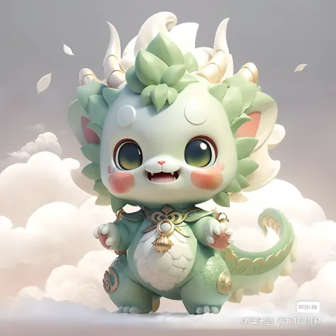 There is a red dragon with a golden bell on its head, Cute detailed digital art, lovely digital painting, cute little dragon, author：tooth wu, style of wlop, adorable digital art, [ trending on CGSociety ]!!, by Russell Dongjun Lu, Phlegm sputum, phlegm! p...