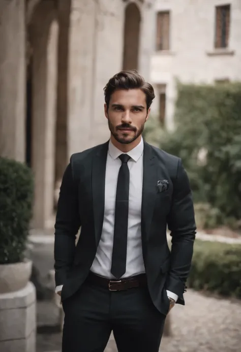 Homem lindo de terno , barba linda , homem sexy executivo, terno preto