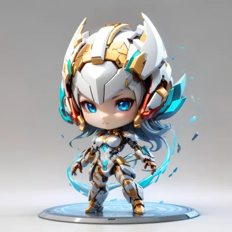 a close up of a toy figure of a girl with a sword, Advanced Digital Chibi Art, 3 d render character art 8 k, armor girl, Girl in Mecha Cyber Armor, Cute cyborg girl, render of a cute 3d anime girl, cute 3d render, epic mage girl character, 3d rendering sty...