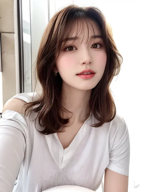 Pee (incontinence: 1.47), fashion trendy beautiful and attractive woman, gentle and attractive Chinese beautiful woman, Korean (kpop idol), delicate and sexy collarbone, attractive oval face, double eyelids, smart [peach] flower eyes, pink lips, small nose...