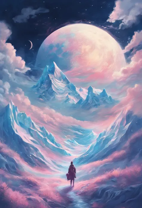 illustration，glacier，themoon