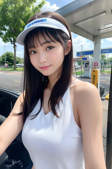 masterpiece, best quality, photorealistic, raw photo, DSLR, 15-year-old beautiful Japanese girl, shiny fair skin, realistic beautiful no makeup face, realistic beautiful bright eyes, double eyelids, look at viewer, smiling, highest detailed shiny black sho...