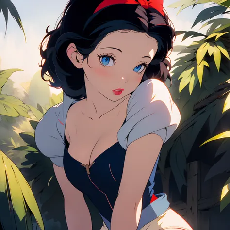 (masterpiece, best quality), beautiful girl, 
snow white, lying, (detailed beautiful eyes) medium body shot, short black hair, r...