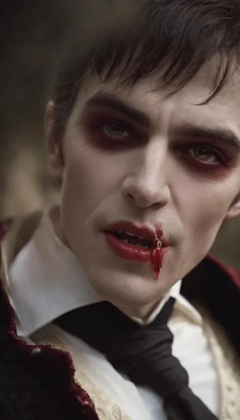 1 The vampire opens its mouth，cowboy lens，Cinematic lighting effects