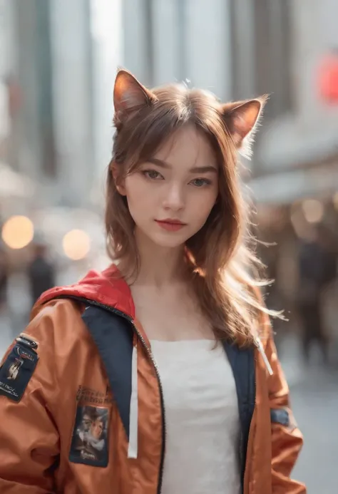 Perfect centering, Cute cat, Wear a student team jacket, Wearing sunglasses, Wearing headphones, cheerfulness, Standing position, Abstract beauty, Centered, Looking at the camera, Facing the camera, nearing perfection, Dynamic, Highly detailed, smooth, Sha...